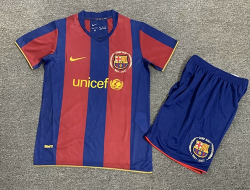 07-08 Retro Version Barcelona Blue & Red Kids/Youth Soccer Uniform-1040