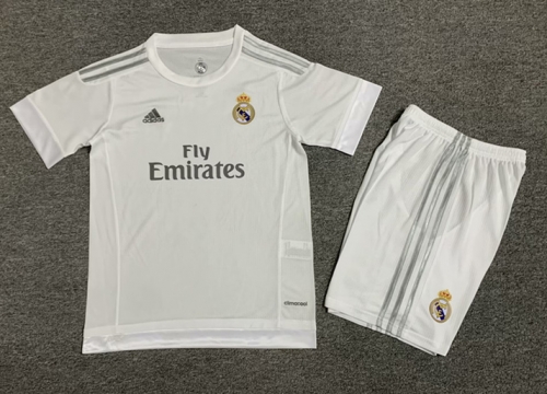 Kids 15-16 Retrro Model Real Madrid Home White Kids/Youth Soccer Uniform-1040