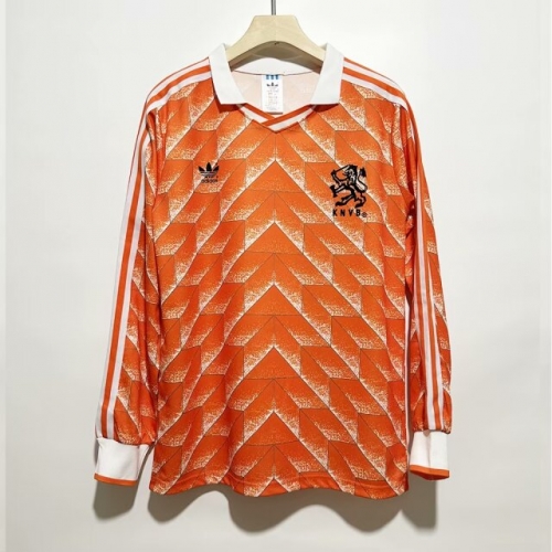 1988 Netherlands Home Orange LS Thailand Soccer Jersey AAA-2011