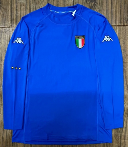 2002 Retro Version Italy Home Blue LS Thailand Soccer Uniform Jersey AAA-601