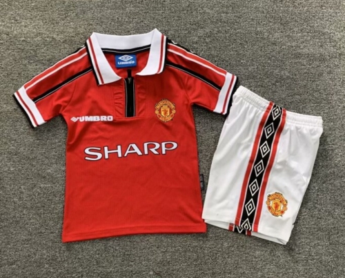98-99 Retro Version Manited United Home Red Youth/kids Soccer Uniform-1040/516