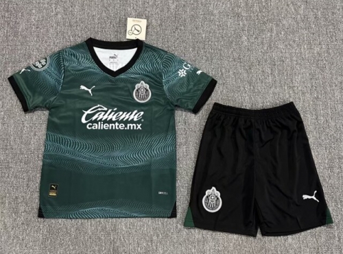 Kids 2023/24 Deportivo Guadalajara 2nd Away Green Kids/Youth Soccer Uniform-522