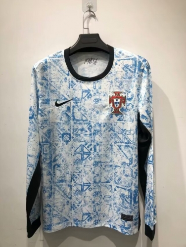 2024/25 Portugal Away Blue&White LS Thailand Soccer Jersey AAA-410