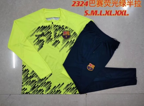 2023/24 Barcelona Fluorescent green Thailand Soccer Tracksuit Uniform-815