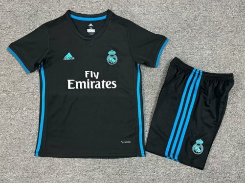 Kids 17-18 Retrro Real Madrid Away Black Kids/Youth Soccer Uniform-1040/516