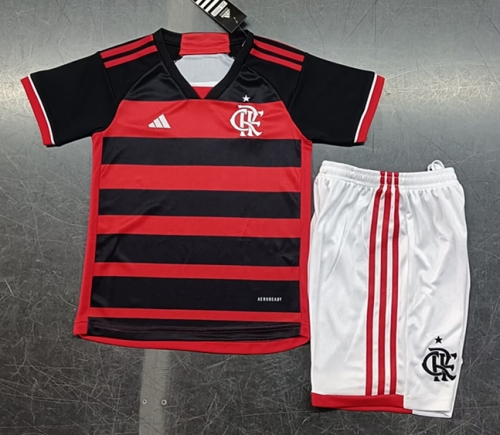 2024-25 Flamengo Home Red & Black Kids/Youth Soccer Uniform-507/522/812