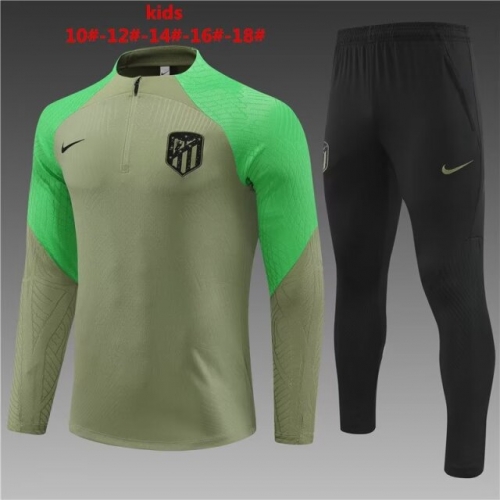 Player Version 2023/24 Atletico Madrid Green Kids/Youth Soccer Tracksuit Uniform-801