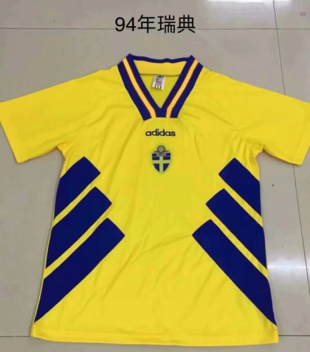 1994 Retro Sweden Version Yellow Thailand Soccer Jersey AAA-709
