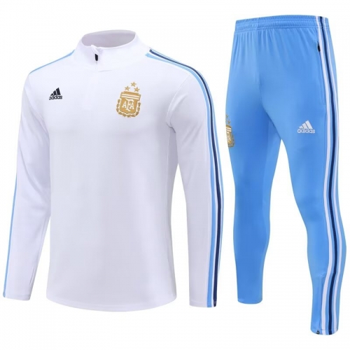 2023/24 Argentina White Thailand Soccer Tracksuit Uniform-801