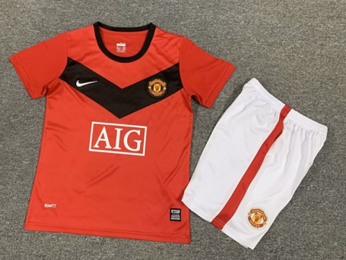 09-10 Retro Version Manited United Home Red Youth/kids Soccer Uniform-1040