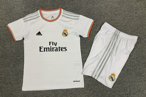 Kids 13-14 Retro Version Real Madrid Home White Kids/Youth Soccer Uniform-1040/123/811