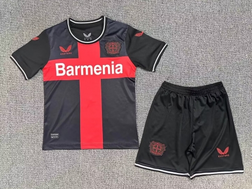 Kids 2024/25 Bayer 04 Leverkusen Home Black Soccer Uniform-507/BLY/36