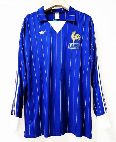 80-82 Retro Version France Home Blue LS Thailand Soccer Jersey AAA-2011