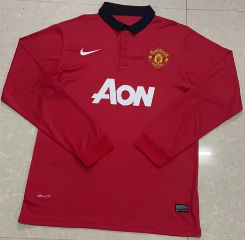 2013-14 Retro Version Manited United Home Red LS Thailand Soccer Jersey AAA-811