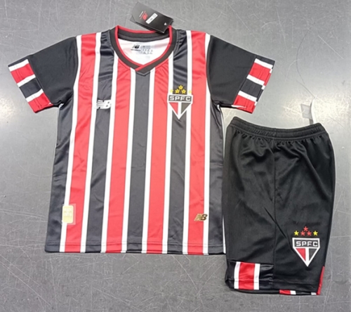 Kids 2024/25 São Paulo FC Away Red & Black Kids/Youth Soccer Uniform-123/812