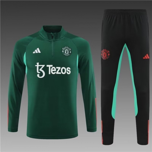 2023/24 Manchester United Dark Green Thailand Tracksuit Uniform-801