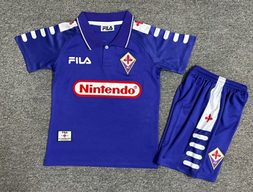 Kids 98-99 Retro Version ACF Fiorentina Home Purple Kids/Youth Thailand Soccer Jersey AAA-1040