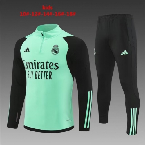 Kids 2023/24 Real Madrid Green Kids/Youth Soccer Tracksuit Uniform-801