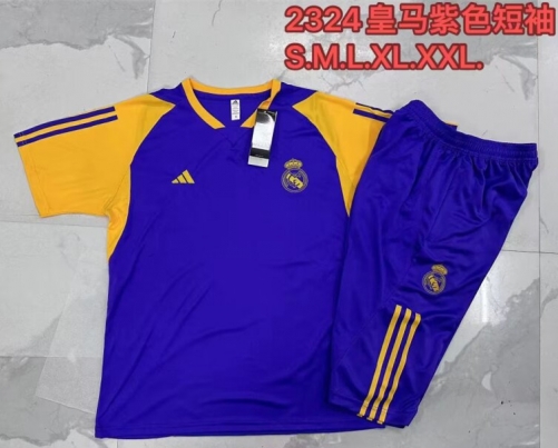 2023/24 Special Real Madrid Blue & Purple Shorts-Sleeve Soccer Tracksuit Uniform-815