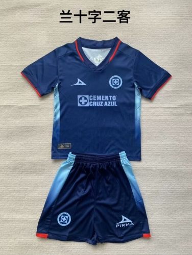 Kids 2023/24 Cruz Azul 2nd Away Blue Kids/Youth Soccer Uniform-208