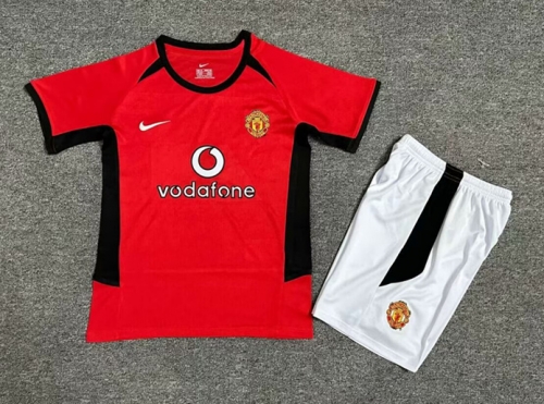 02-04 Retro Version Manited United Home Red Youth/kids Soccer Uniform-1040