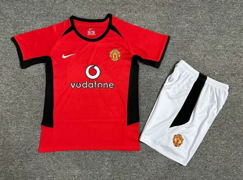 02-04 Retro Version Manited United Home Red Youth/kids Soccer Uniform-1040/516