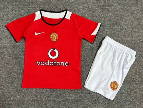 04-06 Retro Version Manited United Home Red Youth/kids Soccer Uniform-1040