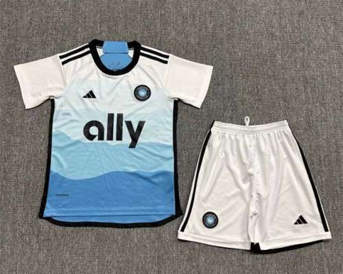 Kids 2023/24 Charlotte FC Home Blue Kids/Yotuh Soccer Uniform-522