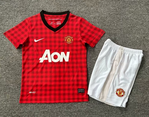 00-02 Retro Version Manited United Home Red Youth/kids Soccer Uniform-1040