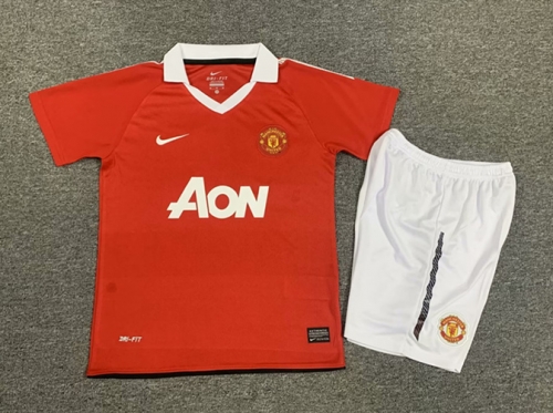 10-11 Retro Version Manited United Home Red Youth/kids Soccer Uniform-1040/811