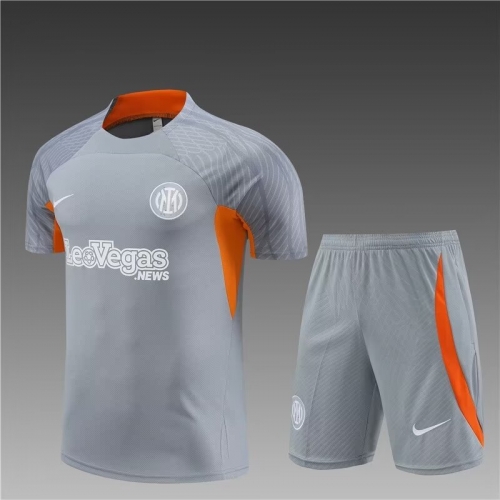 2023/24 Inter Milan Gray Shorts-SleeveThailand Soccer Tracksuit Uniform-801
