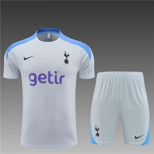 2024/25 Tottenham Hotspur Light Gray Shorts-sleeve Thailand Soccer Tracksuit Uniform-801