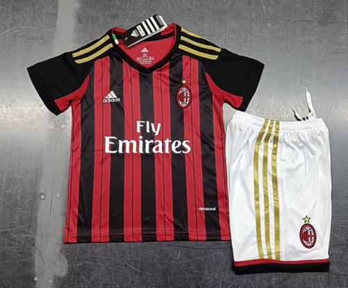 Kids 13-14 Retro Version AC Milan Home Red & black Kids/Youth Soccer Uniform-123/1040