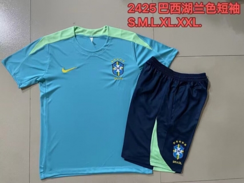 2024/25 Brazil Blue Shorts-Sleeve Thailand Soccer Uniform-815