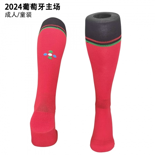 Kids/Adult 2024/25 Portugal Home Red Thailand Soccer Socks