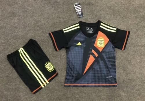 2024/25 Argentina Goalkeeper Black & Gray Kids/Youth Soccer Uniform-SKE