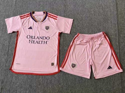 Youth-Kid 2024/25 Orlando City SC Away Pink Soccer Uniform-522