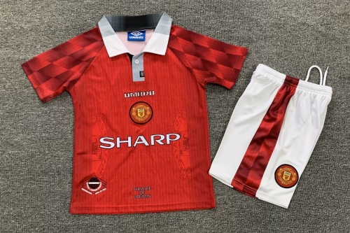 96-98 Retro Version Manited United Home Red Youth/kids Soccer Uniform-1040