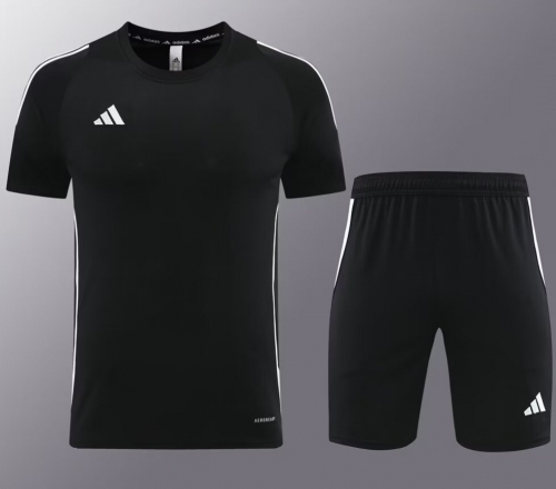 #AD06 Addia 2023/24 Black Shorts-Sleeve Tracksuit Uniform-LH