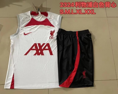 2023/24 Liverpool White Shorts-Sleeve Soccer Tracksuit Uniform-815