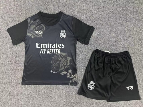 Kids 2024/25 Jointed Version Y3 Real Madrid Black Kids/Youth Soccer Uniform-BLY/522/516