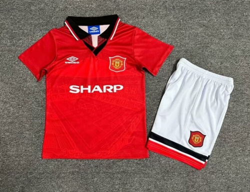 94-96 Retro Version Manited United Home Red Youth/kids Soccer Uniform-1040