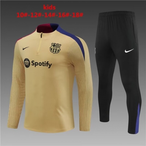 Player Version Kids 2024/25 Barcelona Gold Kids/Youth Thailand Soccer Tracksuit Uniform-801/411