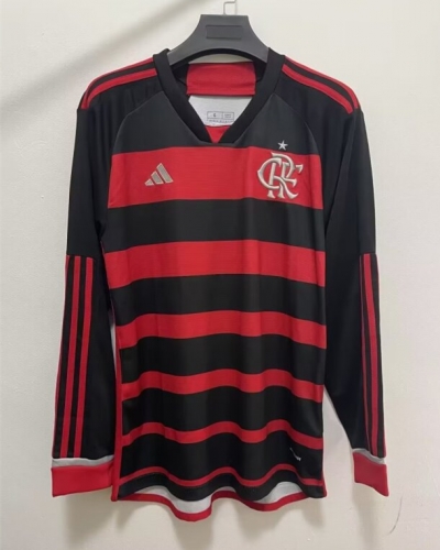 2024/25  Flamengo Home Red & Black  LS Thailand Soccer Jersey AAA-410