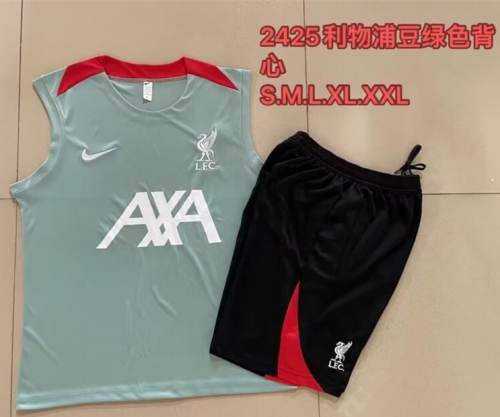 2024/25 Liverpool Green Shorts-Sleeve Soccer Tracksuit Uniform-815