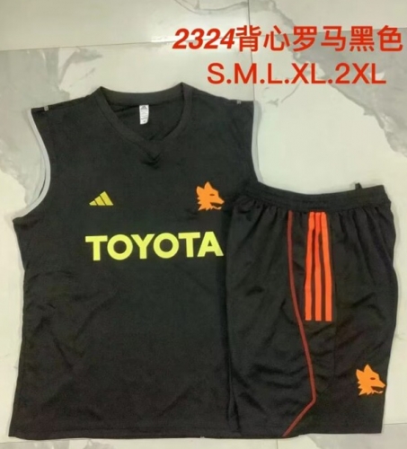 2023/24 A.S. Roma Black Thailand Soccer Training Vest Uniform-815