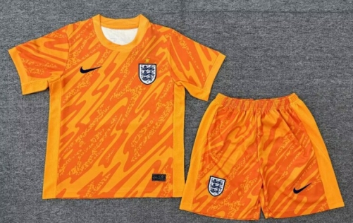 Kids 2024/25 England Goalkeeeper 0range Kids/Youth Soccer Uniform-A