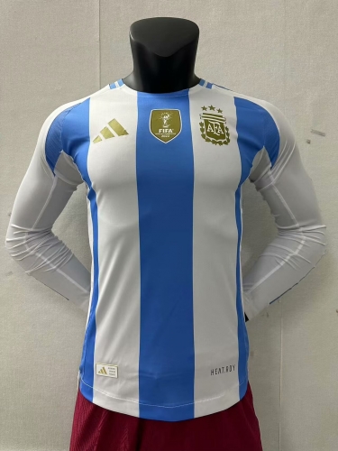 Player Version 2024/25 Argentina Home White & Blue Thailand LS Soccer Jeesey AAA-16