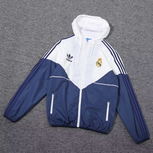 2023/24 Real Madrid Blue & White Soccer Windbreaker Top-801