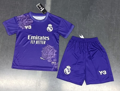 Kids 2024/25 Jointed Version Y3 Real Madrid Purple Kids/Youth Soccer Uniform-507/516/BLY